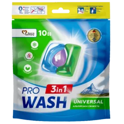 PRO WASH 3 in 1 „Alpine Freshness” Mosókapszula – DOYPACK, 10 db / 10 mosás