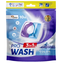 PRO WASH 3 in 1 „Mountain Freshness” Mosókapszula – DOYPACK, 10 db / 10 mosás