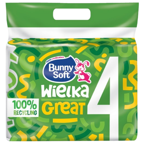 Bunny Soft toalettpapír GREAT 4 tekercs (3 rétegű) ECO 100% újrahasznosított