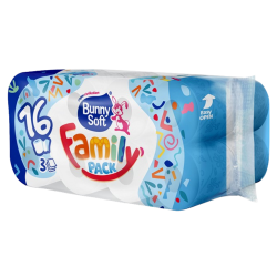 Bunny Soft toalettpapír FAMILY PACK 16 tekercs (3 rétegű)