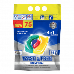 Wash & Free Univerzális mosókapszula 75db (75 mosás) - szavatossági idő: 2026.08.30